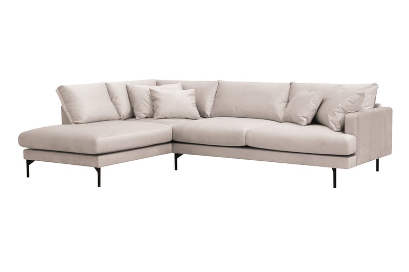 Menard 4-sits Vänstervänd L-formad Djup Schäslongsoffa i Sammet - Beige - Möbler - Vardagsrum - Soffor - Divansoffa & schäslong