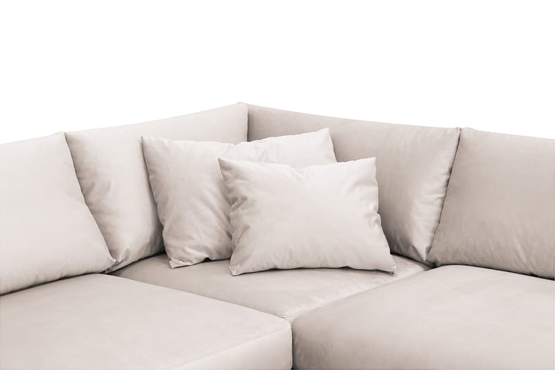 Menard 4-sits Vänstervänd L-formad Djup Schäslongsoffa i Sammet - Beige - Möbler - Vardagsrum - Soffor - Divansoffa & schäslong