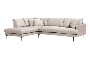 Menard 4-sits Vänstervänd L-formad Djup Schäslongsoffa i Sammet - Beige - Möbler - Vardagsrum - Soffor - Divansoffa & schäslong