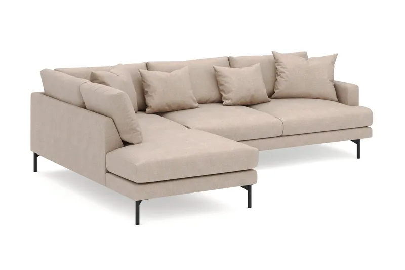 Menard 4-sits Vänstervänd L-formad Djup Schäslongsoffa i Tyg - Beige - Möbler - Vardagsrum - Soffor - Divansoffa & schäslong
