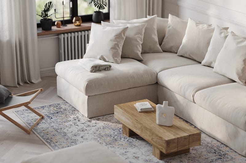 Menard 4-sits Vänstervänd L-formad Djup Schäslongsoffa i Tyg - Beige - Möbler - Vardagsrum - Soffor - Divansoffa & schäslong