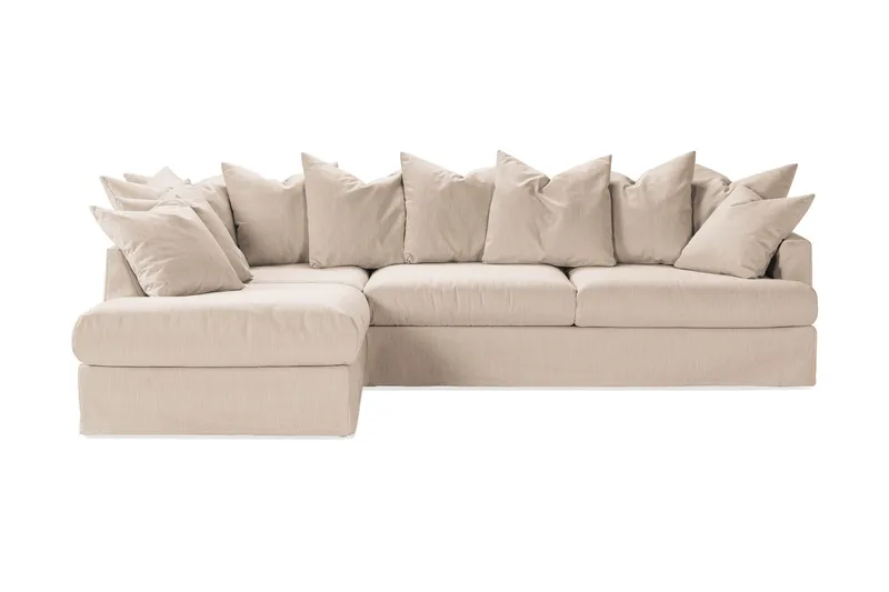 Menard 4-sits Vänstervänd L-formad Djup Schäslongsoffa i Tyg, Beige