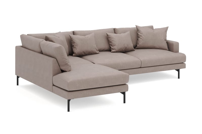 Menard 4-sits Vänstervänd L-formad Djup Schäslongsoffa i Tyg - Brun - Möbler - Vardagsrum - Soffor - Divansoffa & schäslong
