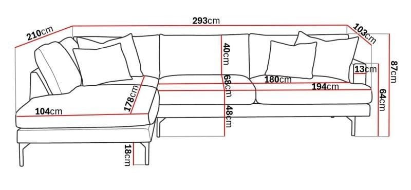 Menard 4-sits Vänstervänd L-formad Djup Schäslongsoffa i Tyg - Brun - Möbler - Vardagsrum - Soffor - Divansoffa & schäslong
