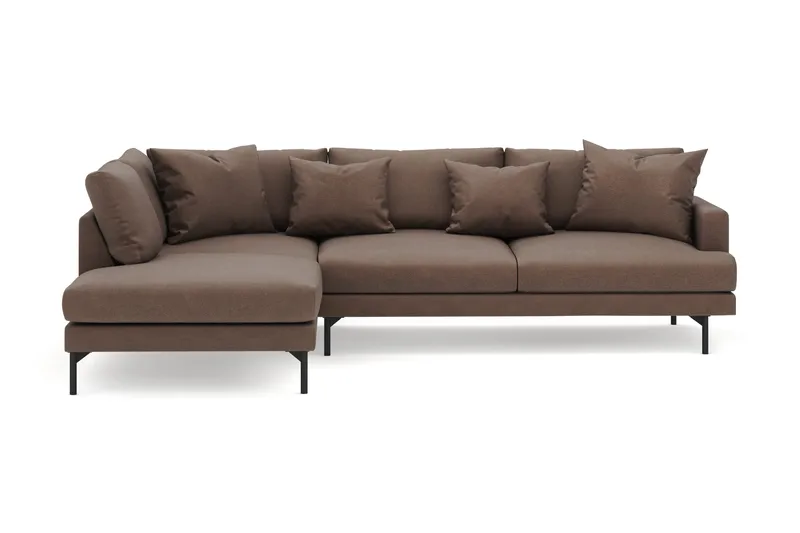 Menard 4-sits Vänstervänd L-formad Djup Schäslongsoffa i Tyg - Brun - Möbler - Vardagsrum - Soffor - Divansoffa & schäslong