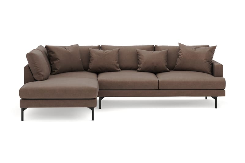 Menard 4-sits Vänstervänd L-formad Djup Schäslongsoffa i Tyg - Brun - Möbler - Vardagsrum - Soffor - Divansoffa & schäslong