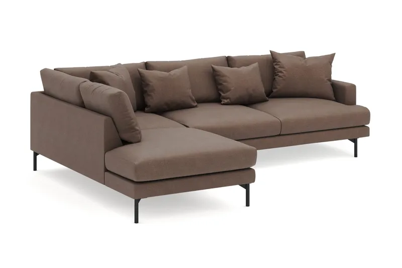 Menard 4-sits Vänstervänd L-formad Djup Schäslongsoffa i Tyg - Brun - Möbler - Vardagsrum - Soffor - Divansoffa & schäslong