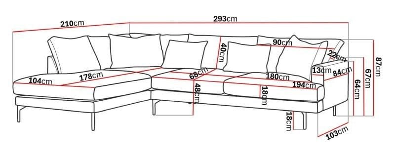 Menard 4-sits Vänstervänd L-formad Djup Schäslongsoffa i Tyg - Brun - Möbler - Vardagsrum - Soffor - Divansoffa & schäslong