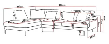 Menard 4-sits Vänstervänd L-formad Djup Schäslongsoffa i Tyg - Brun - Möbler - Vardagsrum - Soffor - Divansoffa & schäslong