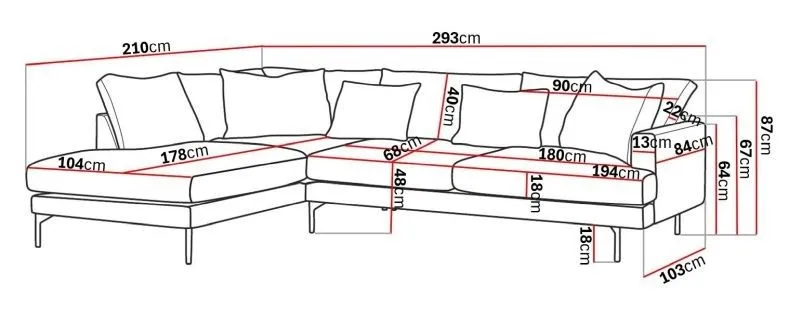 Menard 4-sits Vänstervänd L-formad Djup Schäslongsoffa i Tyg - Brun - Möbler - Vardagsrum - Soffor - Divansoffa & schäslong