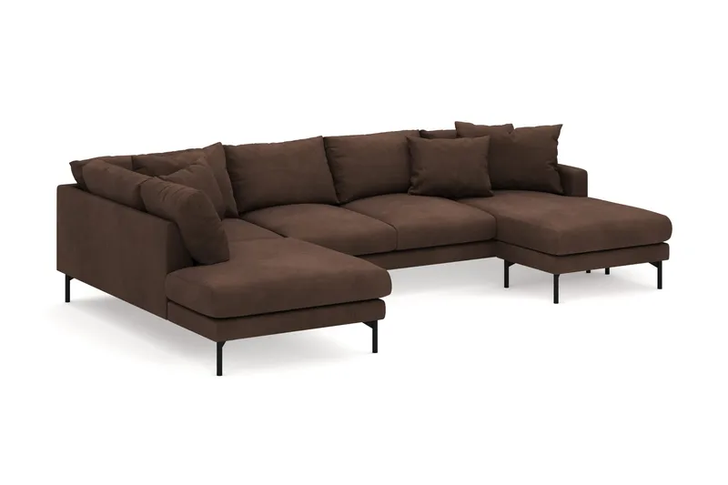Menard 4-sits Vänstervänd Stor U-formad Djup Large Soffa med Divan och Schäslong i Manchester - Brun - Möbler - Vardagsrum - Soffor - U-soffor