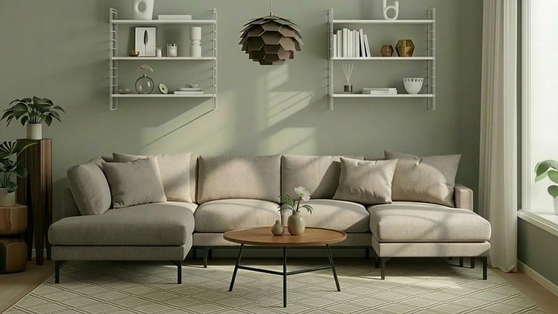 Menard 4-sits Vänstervänd Stor U-formad Djup Large Soffa med Divan och Schäslong i Manchester - Greige - Möbler - Vardagsrum - Soffor - U-soffor