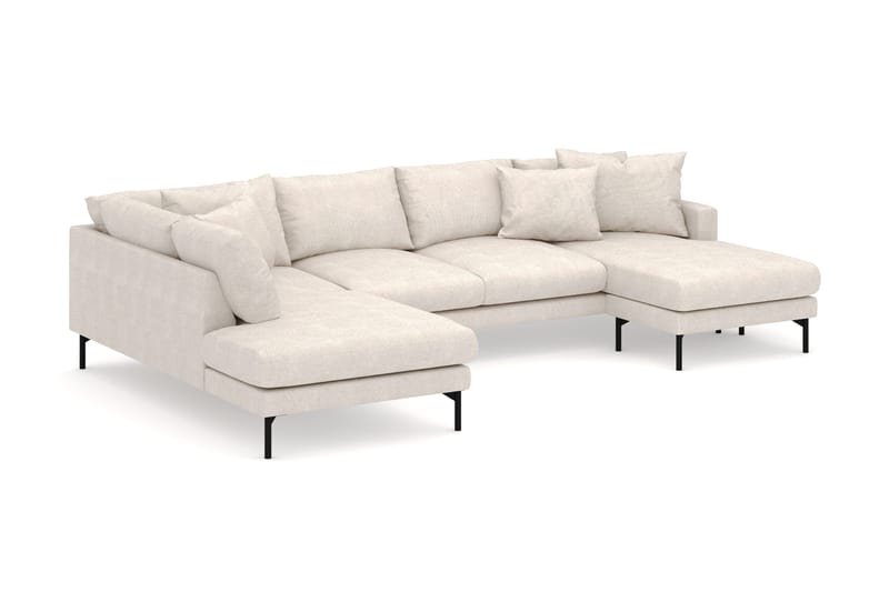 Menard 4-sits Vänstervänd Stor U-formad Djup Large Soffa med Divan och Schäslong i Tyg - Beige - Möbler - Vardagsrum - Soffor - U-soffor