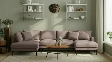Menard 4-sits Vänstervänd Stor U-formad Djup Large Soffa med Divan och Schäslong i Tyg - Brun - Möbler - Vardagsrum - Soffor - U-soffor
