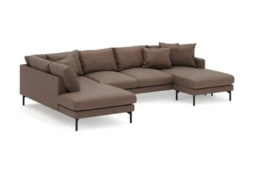 Menard 4-sits Vänstervänd Stor U-formad Djup Large Soffa med Divan och Schäslong i Tyg - Brun - Möbler - Vardagsrum - Soffor - U-soffor