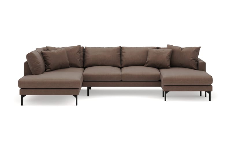Menard 4-sits Vänstervänd Stor U-formad Djup Large Soffa med Divan och Schäslong i Tyg, Brun