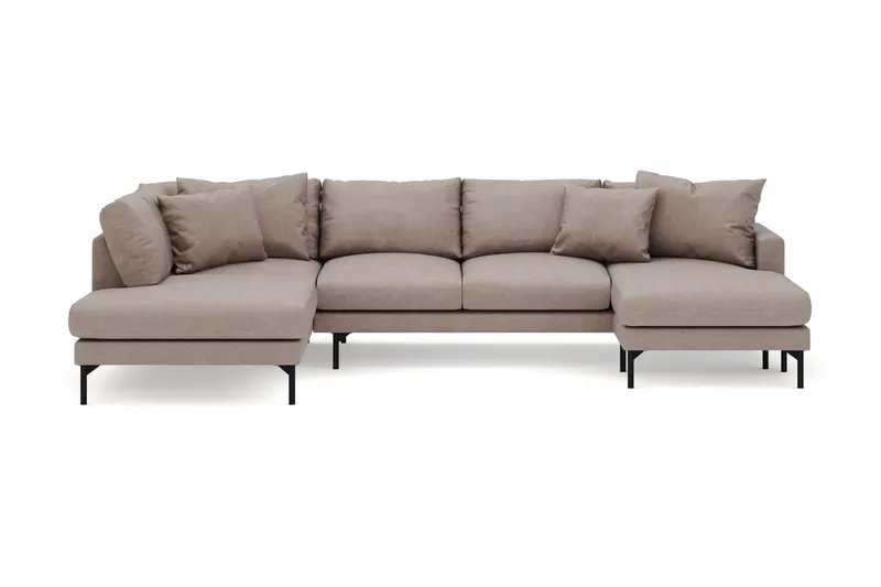 Menard 4-sits Vänstervänd Stor U-formad Djup Large Soffa med Divan och Schäslong i Tyg - Brun - Möbler - Vardagsrum - Soffor - U-soffor