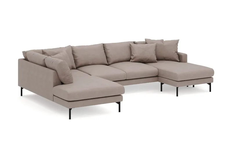 Menard 4-sits Vänstervänd Stor U-formad Djup Large Soffa med Divan och Schäslong i Tyg - Brun - Möbler - Vardagsrum - Soffor - U-soffor