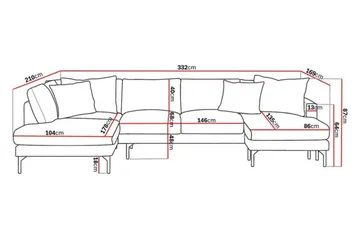 Menard 4-sits Vänstervänd Stor U-formad Djup Soffa med Divan och Schäslong i Manchester - Grå - Möbler - Vardagsrum - Soffor - U-soffor