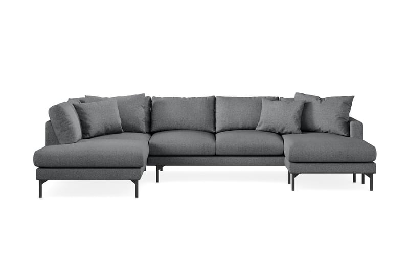 Menard 4-sits Vänstervänd Stor U-formad Djup Soffa med Divan och Schäslong i Tyg, Mörkgrå