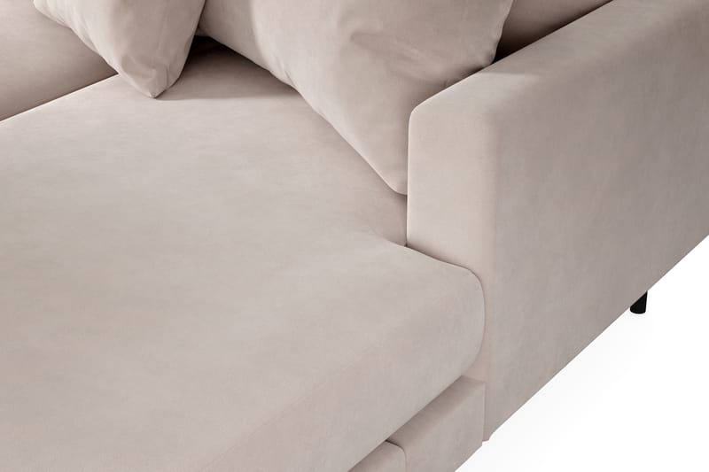 Menard 4-sits Vänstervänd U-formad Large Soffa med Divan och Schäslong i Sammet - Beige - Möbler - Vardagsrum - Soffor - U-soffor
