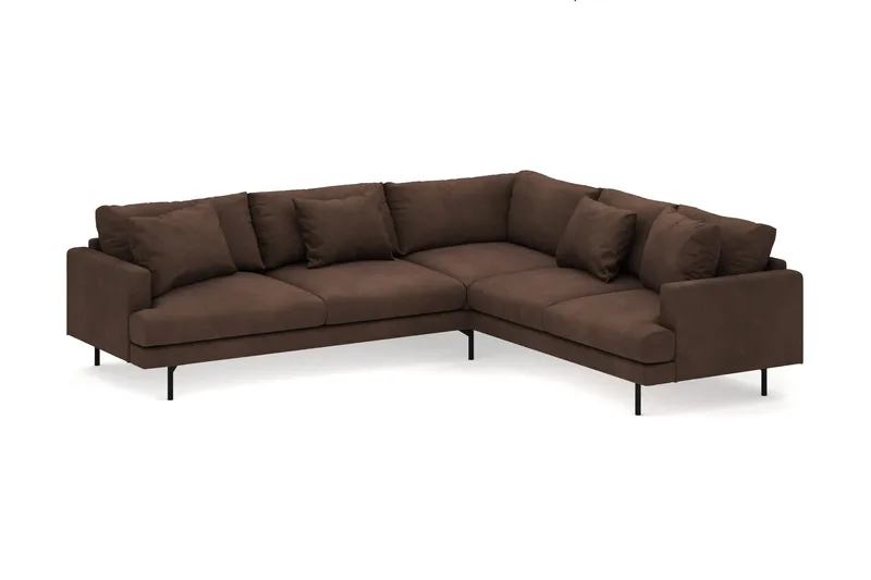 Menard 6-sits Högervänd L-formad Hörnsoffa i Manchester - Brun - Möbler - Vardagsrum - Soffor - Hörnsoffor