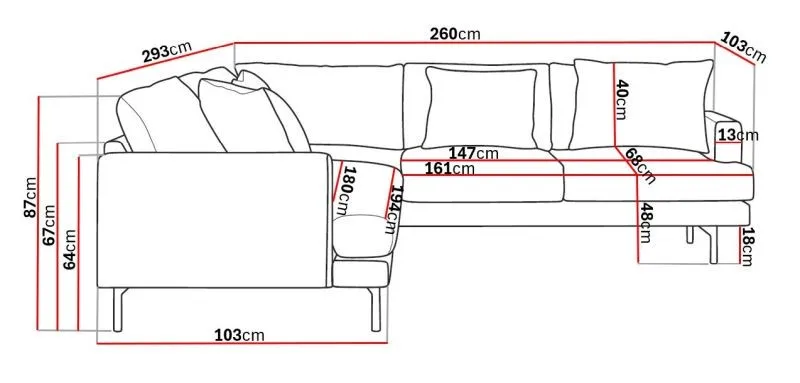Menard 6-sits Högervänd L-formad Hörnsoffa i Tyg - Beige - Möbler - Vardagsrum - Soffor - Hörnsoffor
