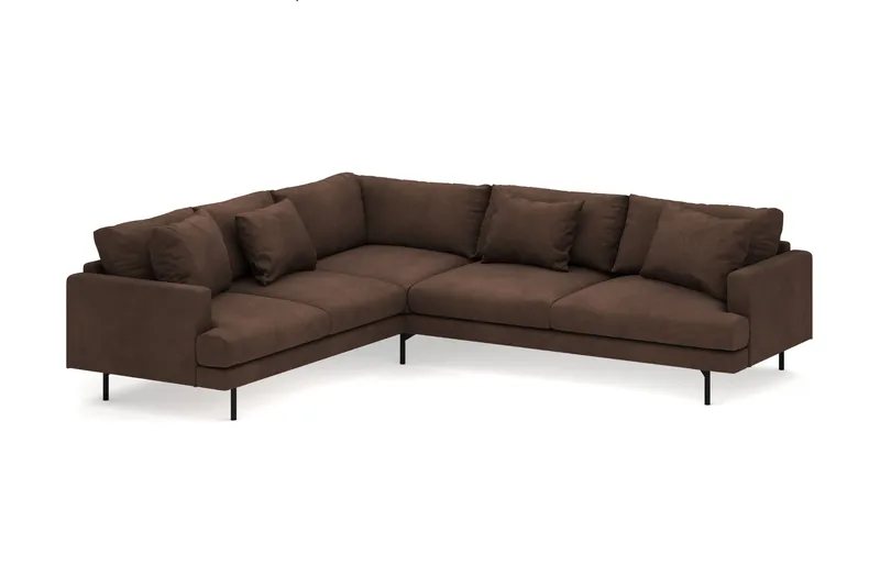 Menard 6-sits Vänstervänd L-formad Hörnsoffa i Manchester - Brun - Möbler - Vardagsrum - Soffor - Hörnsoffor