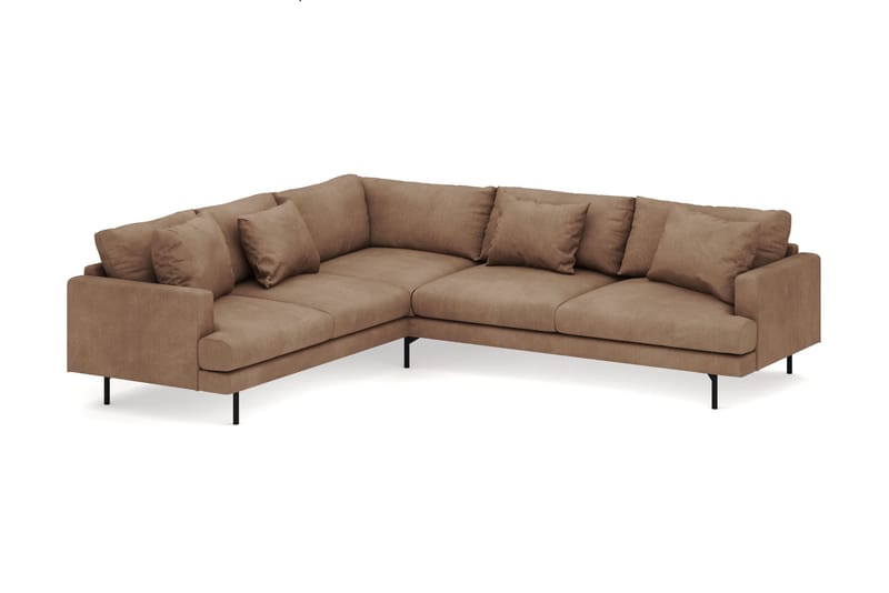 Menard 6-sits Vänstervänd L-formad Hörnsoffa i Manchester - Brun - Möbler - Vardagsrum - Soffor - Hörnsoffor