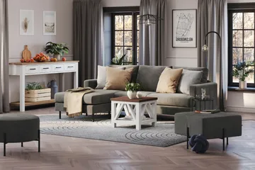 Menard Compact 3-sits Vänstervänd L-formad Divansoffa i Manchester - Grå - Möbler - Vardagsrum - Soffor - Divansoffa & schäslong