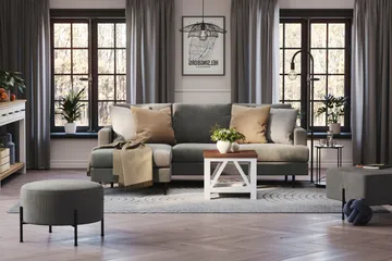 Menard Compact 3-sits Vänstervänd L-formad Divansoffa i Manchester - Grå - Möbler - Vardagsrum - Soffor - Divansoffa & schäslong