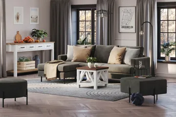 Menard Compact 3-sits Vänstervänd L-formad Divansoffa i Manchester - Mörkgrå - Möbler - Vardagsrum - Soffor - Divansoffa & schäslong