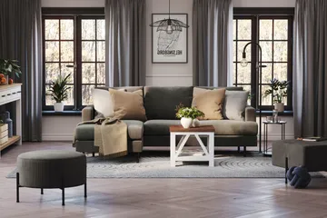 Menard Compact 3-sits Vänstervänd L-formad Divansoffa i Manchester - Mörkgrå - Möbler - Vardagsrum - Soffor - Divansoffa & schäslong