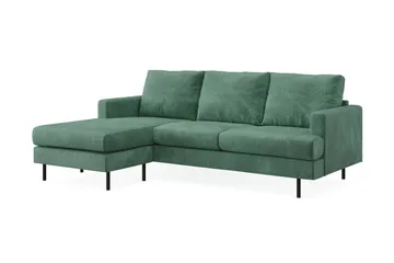 Menard Compact 3-sits Vänstervänd L-formad Divansoffa i Sammet - Mörkgrön - Möbler - Vardagsrum - Soffor - Divansoffa & schäslong