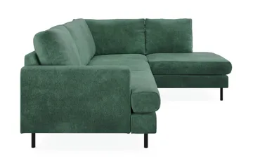 Menard Compact 4-sits Högervänd L-formad Schäslongsoffa i Sammet - Mörkgrön - Möbler - Vardagsrum - Soffor - Divansoffa & schäslong