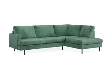Menard Compact 4-sits Högervänd L-formad Schäslongsoffa i Sammet - Mörkgrön - Möbler - Vardagsrum - Soffor - Divansoffa & schäslong