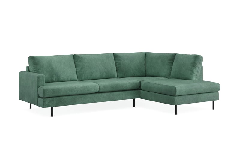 Menard Compact 4-sits Högervänd L-formad Schäslongsoffa i Sammet - Mörkgrön - Möbler - Vardagsrum - Soffor - Divansoffa & schäslong