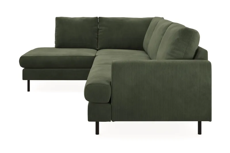 Menard Compact 4-sits Vänstervänd L-formad Schäslongsoffa i Manchester - Grön - Möbler - Vardagsrum - Soffor - Divansoffa & schäslong