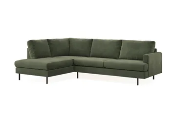 Menard Compact 4-sits Vänstervänd L-formad Schäslongsoffa i Manchester - Grön - Möbler - Vardagsrum - Soffor - Divansoffa & schäslong