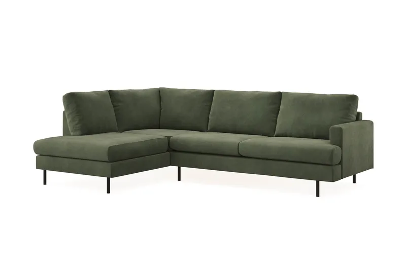 Menard Compact 4-sits Vänstervänd L-formad Schäslongsoffa i Manchester - Grön - Möbler - Vardagsrum - Soffor - Divansoffa & schäslong