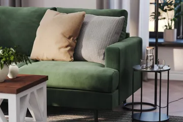 Menard Compact 4-sits Vänstervänd L-formad Schäslongsoffa i Manchester - Grön - Möbler - Vardagsrum - Soffor - Divansoffa & schäslong