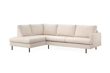 Menard Compact 4-sits Vänstervänd L-formad Schäslongsoffa i Tyg - Beige - Möbler - Vardagsrum - Soffor - Divansoffa & schäslong