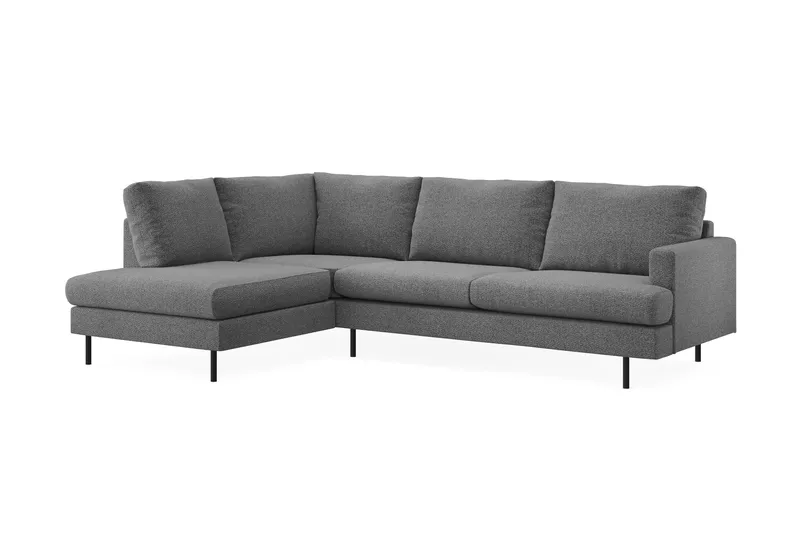 Menard Compact 4-sits Vänstervänd L-formad Schäslongsoffa i Tyg - Mörkgrå - Möbler - Vardagsrum - Soffor - Divansoffa & schäslong