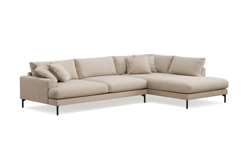 Menard Premium 5-sits Högervänd L-formad Djup Schäslongsoffa i Tyg - Beige - Möbler - Vardagsrum - Soffor - Divansoffa & schäslong