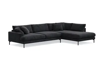 Menard Premium 5-sits Högervänd L-formad Djup Schäslongsoffa i Chenille - Trenza 01, Svart Chenille - Möbler - Vardagsrum - Soffor - Divansoffa & schäslong