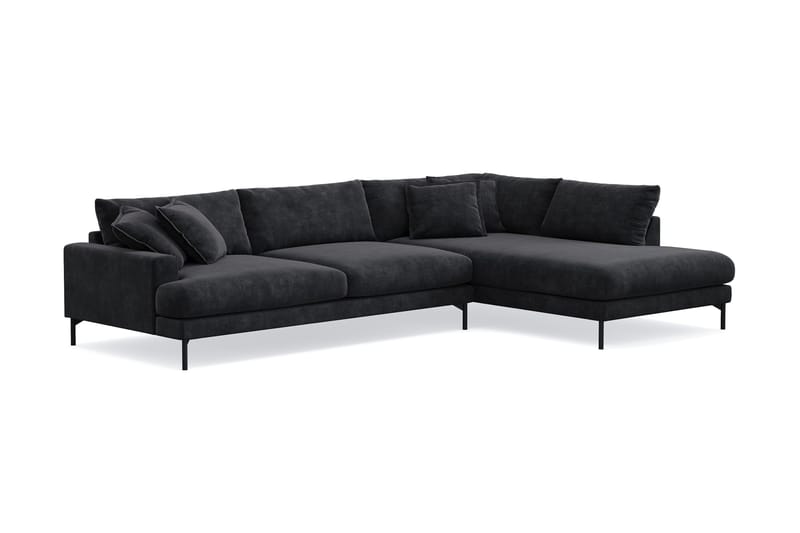 Menard Premium 5-sits Högervänd L-formad Djup Schäslongsoffa i Chenille - Svartt - Möbler - Vardagsrum - Soffor - Divansoffa & schäslong