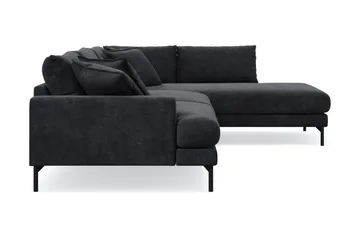 Menard Premium 5-sits Högervänd L-formad Djup Schäslongsoffa i Chenille - Trenza 01, Svart Chenille - Möbler - Vardagsrum - Soffor - Divansoffa & schäslong