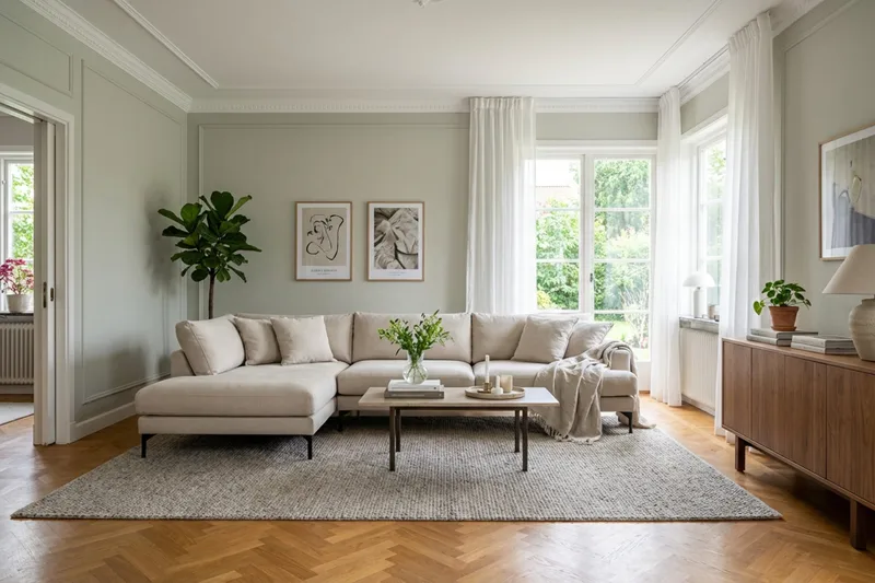 Menard Premium 5-sits Vänstervänd L-formad Djup Schäslongsoffa i Tyg - Beige - Möbler - Vardagsrum - Soffor - Divansoffa & schäslong