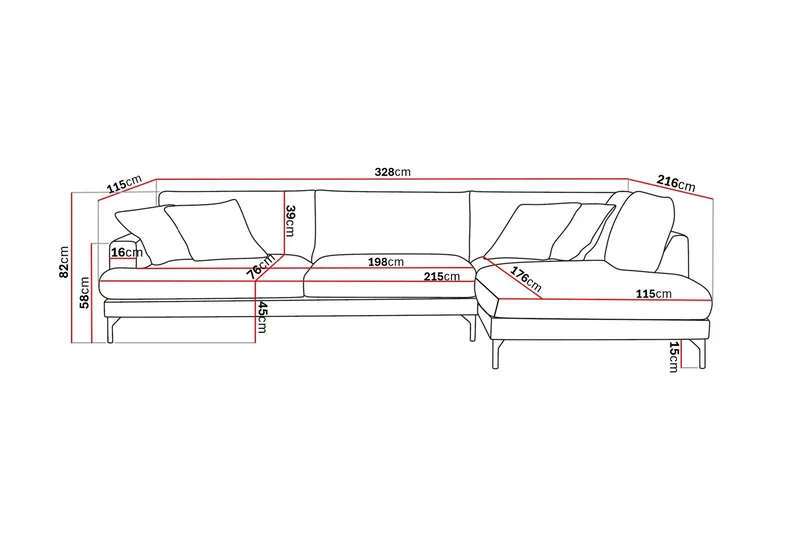 Menard Premium 5-sits Högervänd L-formad Djup Schäslongsoffa i Chenille - Beige - Möbler - Vardagsrum - Soffor - Divansoffa & schäslong