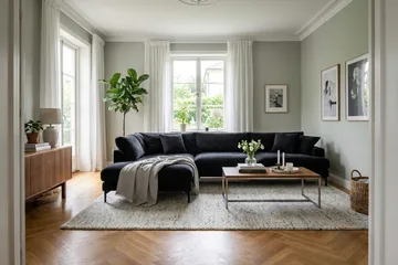 Menard Premium 5-sits Vänstervänd L-formad Djup Schäslongsoffa i Chenille - Svartt - Möbler - Vardagsrum - Soffor - Divansoffa & schäslong